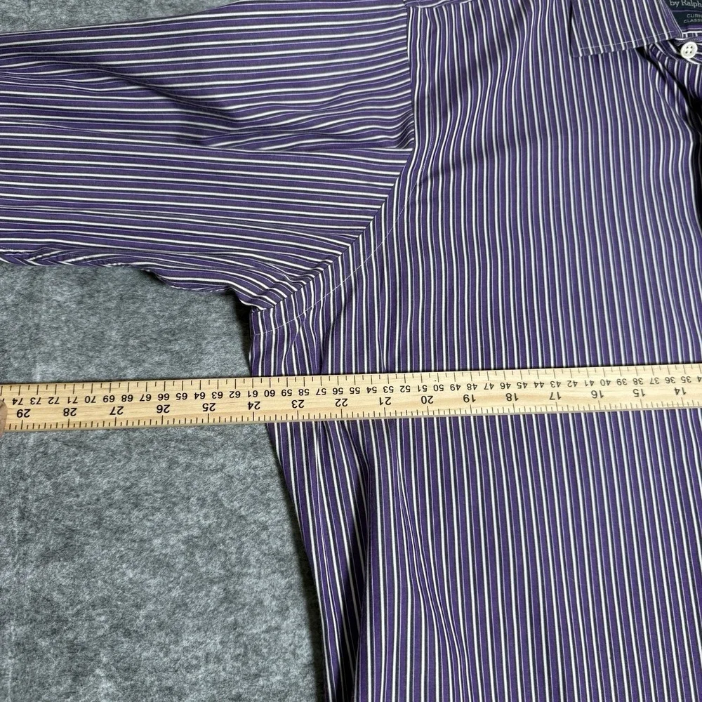 Polo Ralph Lauren Shirt Men 16.5  34/35 Curham Classic Fit Purple Stripe Dress
